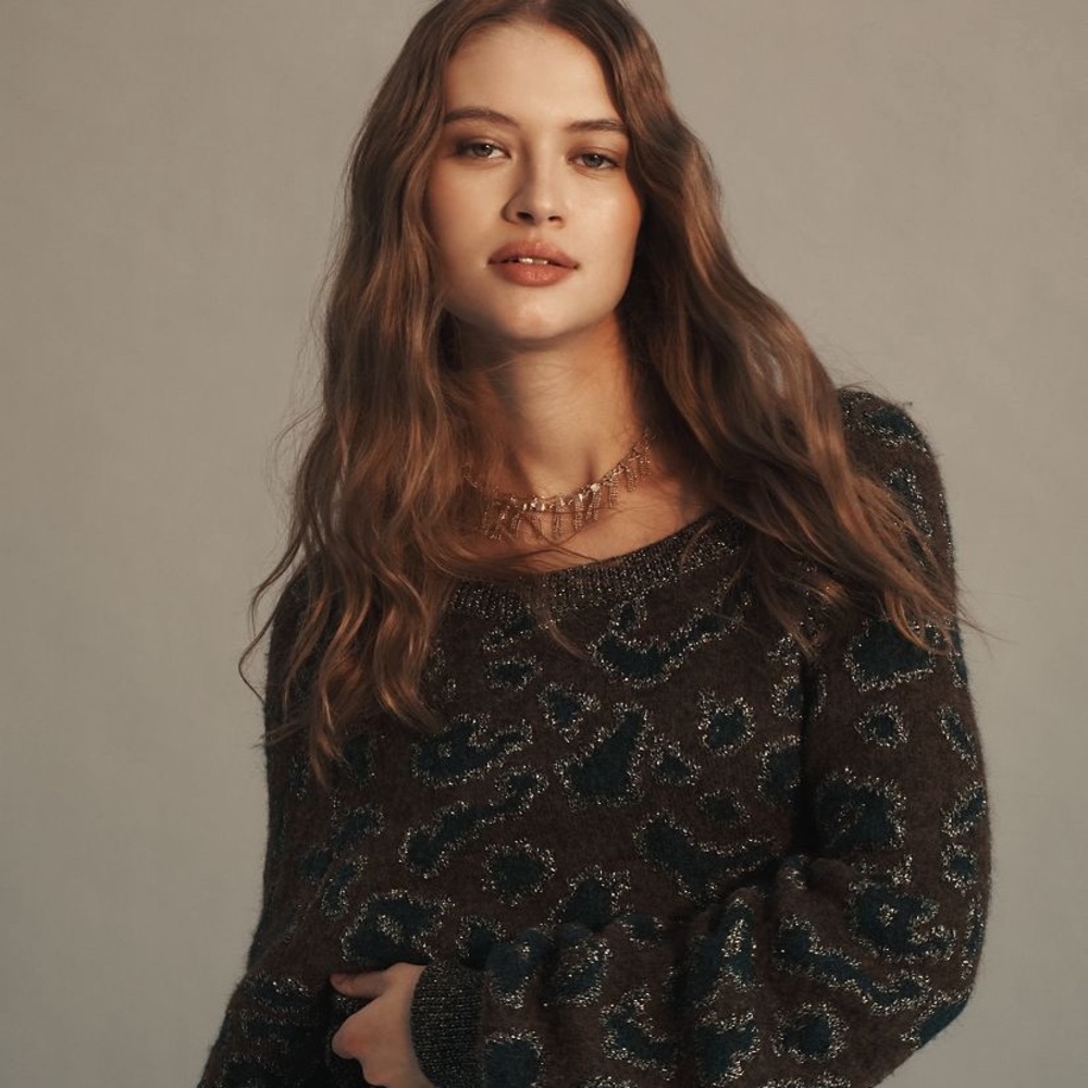by Anthropologie Animal Print Sweater Small Sold Out